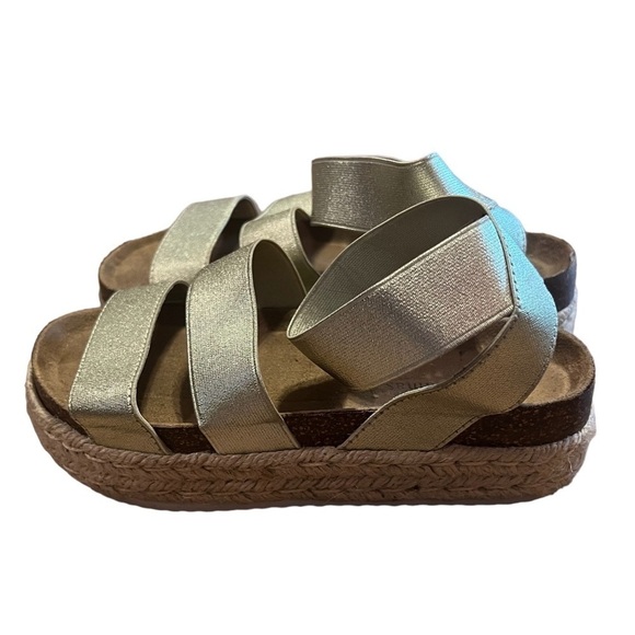 Pierre Dumas mesa gold platform espadrille sandal - Picture 1 of 8